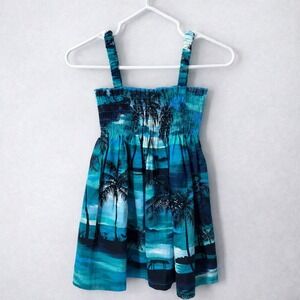 RJC Sportswear Girls 4T Hawaiian Tropical Palm Tree Beach Sun Dress Made in USA